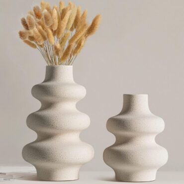White Ceramic Vase Set of 3 for Modern Home Decor