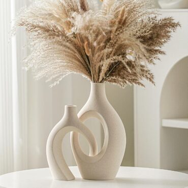 Milky White Ceramic Vase Set of 2 for Modern Home Decor